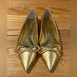 Larroude Lee Flat in Gold Metallic Leather - size 9.5, near perfect condition!